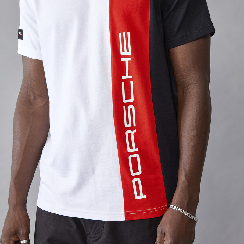 PORSCHE FW MENS STRIPE TEE - white