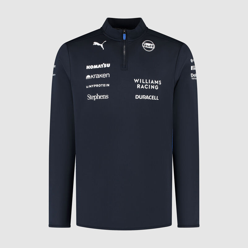 PUMA 2025 Team 1/4 Zip Sweater 2025 - Williams Racing - Navy XS for males - 8719203491066 - Fuel For Fans F1 Merchandise store