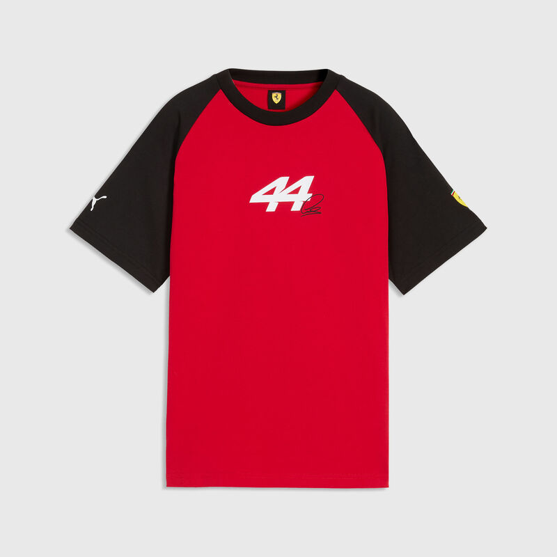 PUMA Kids Lewis Hamilton Graphic T-shirt 2026 - Scuderia Ferrari F1 - Puma black 128 - 4070033682432 - Fuel For Fans F1 Merchandise store