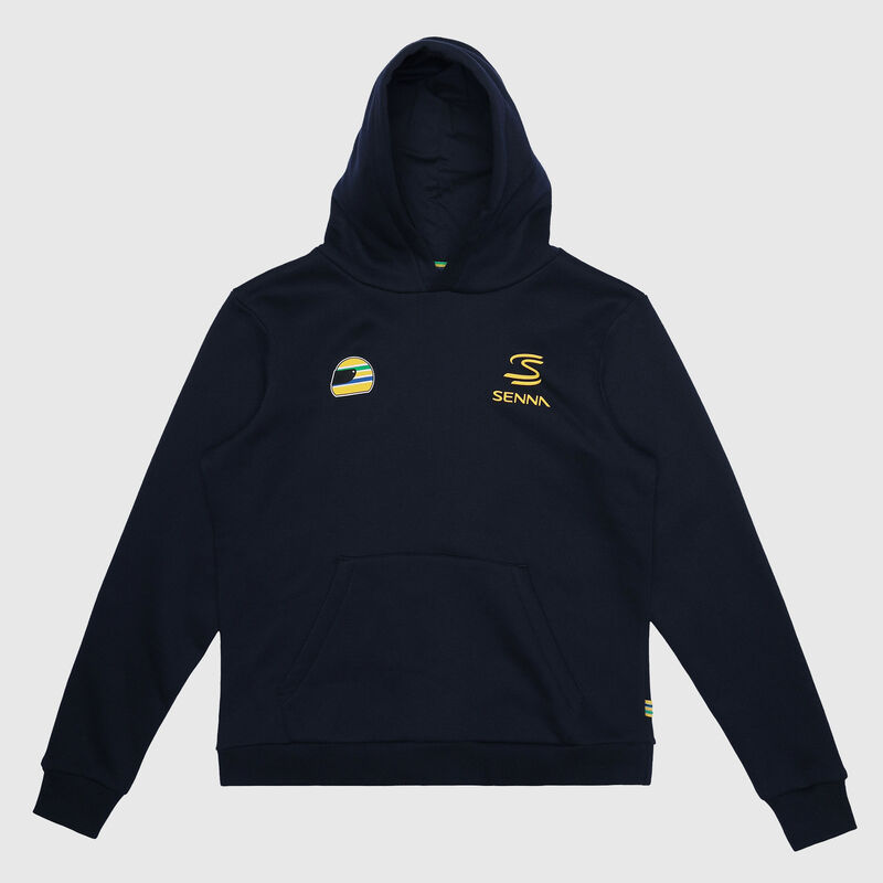 Hoodie 2026 - Ayrton Senna - Navy XS for males - 8719203755090 - Fuel For Fans F1 Merchandise store