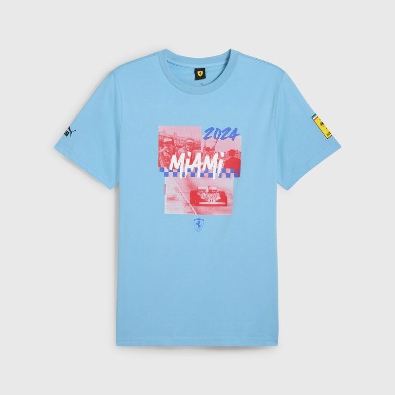 2024 Miami GP T-shirt 2024 - Scuderia Ferrari F1 - Blue XXL for males - 4067982366957 - Fuel For Fans F1 Merchandise store
