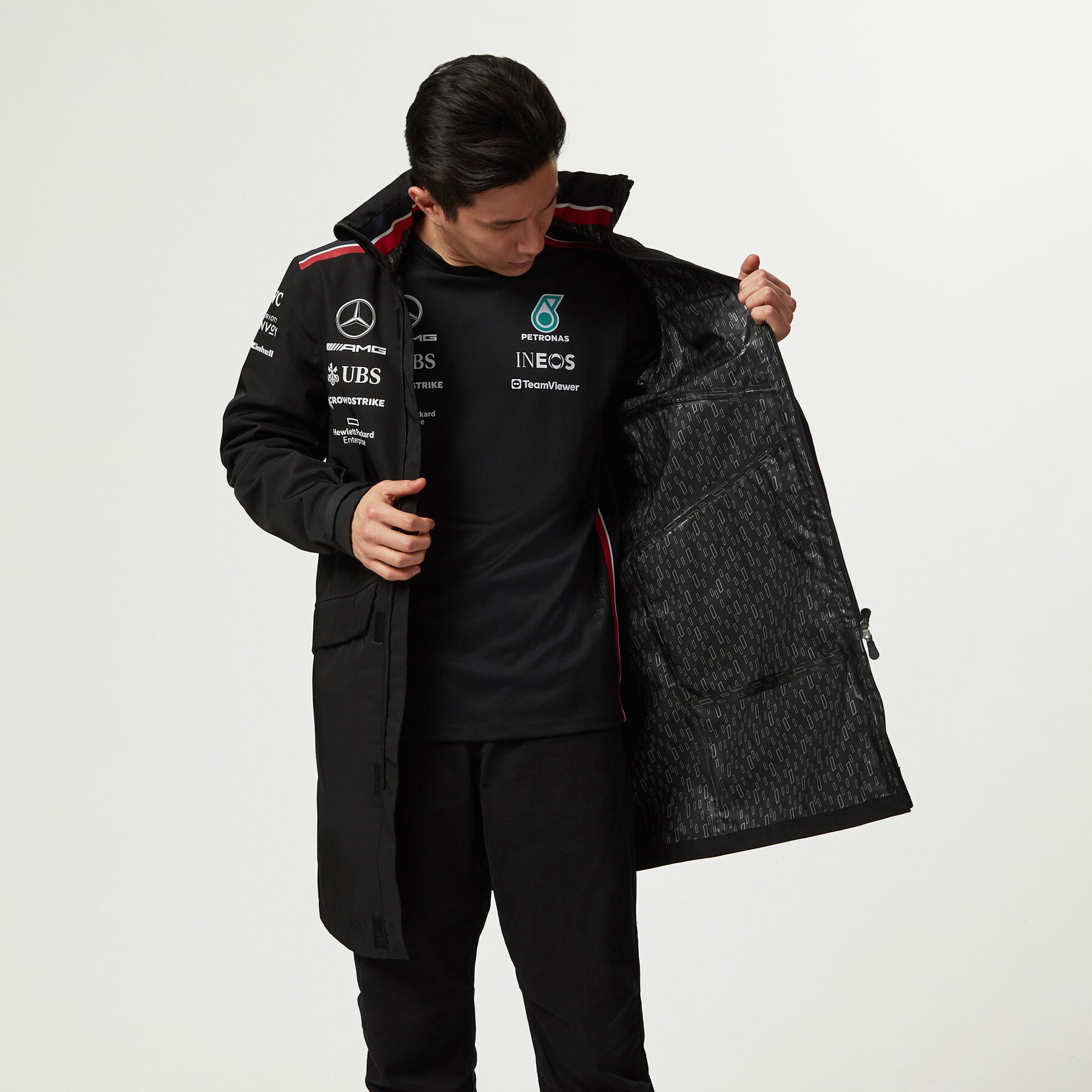 Mercedes amg petronas 2024 2018 team rain jacket