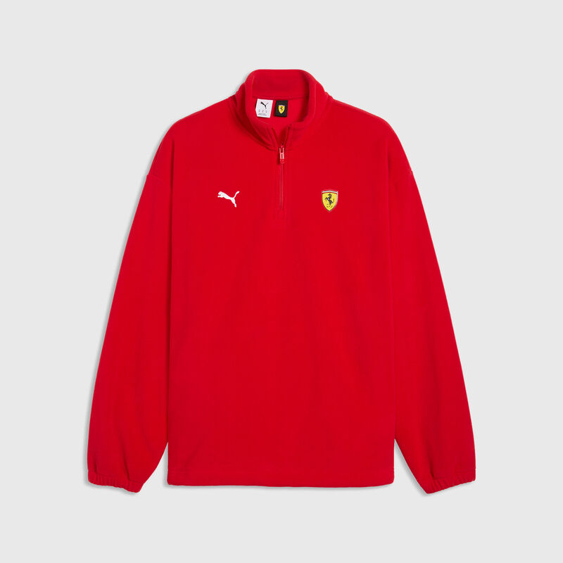 PUMA 1/4 Zip Sweater 2026 - Scuderia Ferrari F1 - Rosso corsa XS for males - 4070033632178 - Fuel For Fans F1 Merchandise store