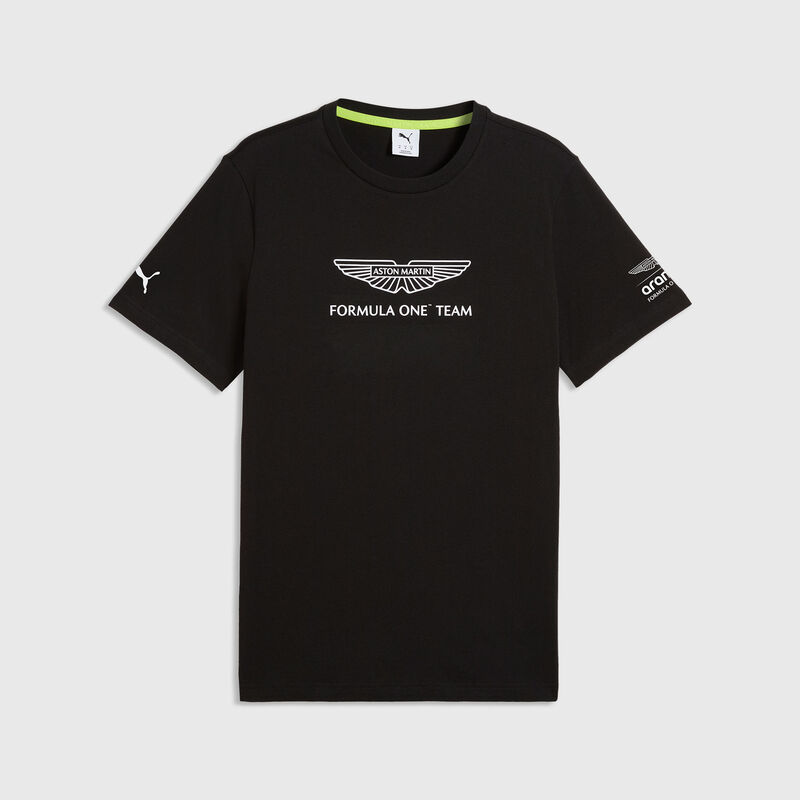 PUMA Large Logo T-shirt 2026 - Aston Martin F1 Team - Black XS for males - Fuel For Fans F1 Merchandise store