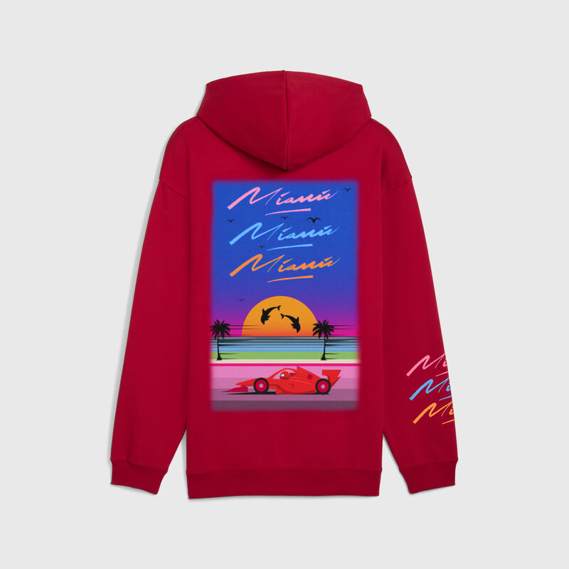 SF LS MIAMI GRAPHIC HOODIE - tibetan red