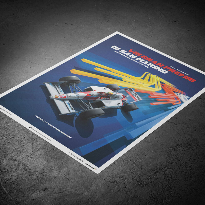 MCLAREN SL MP4/4 SENNA SM GP 1988 BLUE POSTER - blue