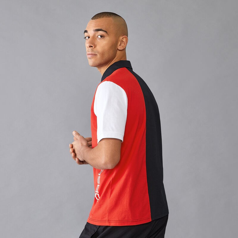 PORSCHE FW MENS STRIPE POLO - black