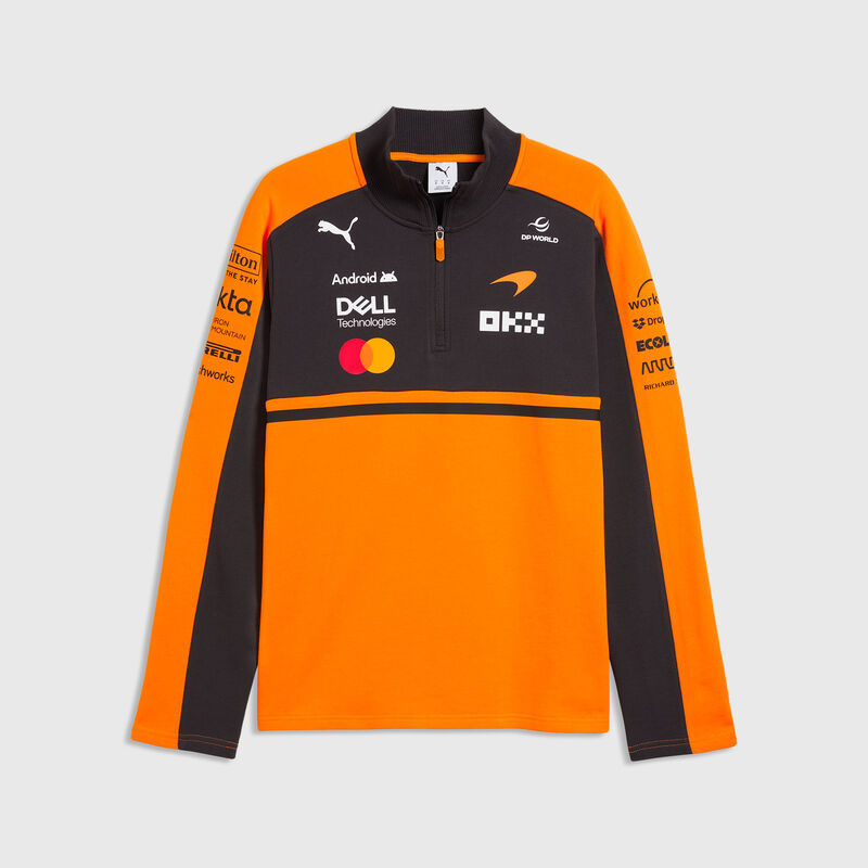 PUMA 2026 Team Half-Zip Sweater 2026 - McLaren Mastercard F1 - Papaya XS for males - 4070032346526 - Fuel For Fans F1 Merchandise store