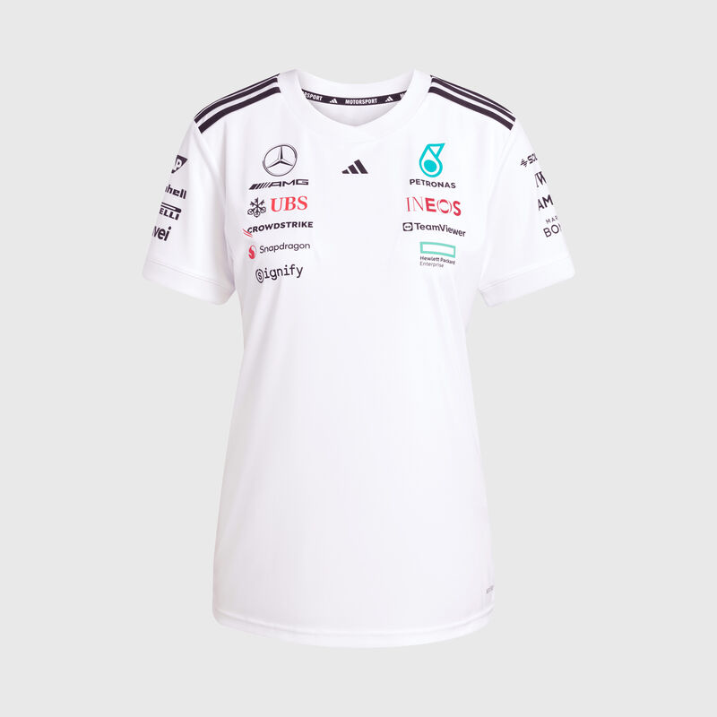 Women's adidas 2025 Driver T-shirt 2025 - Mercedes-AMG F1 - White XXS for females - 4068802772514 - Fuel For Fans F1 Merchandise store