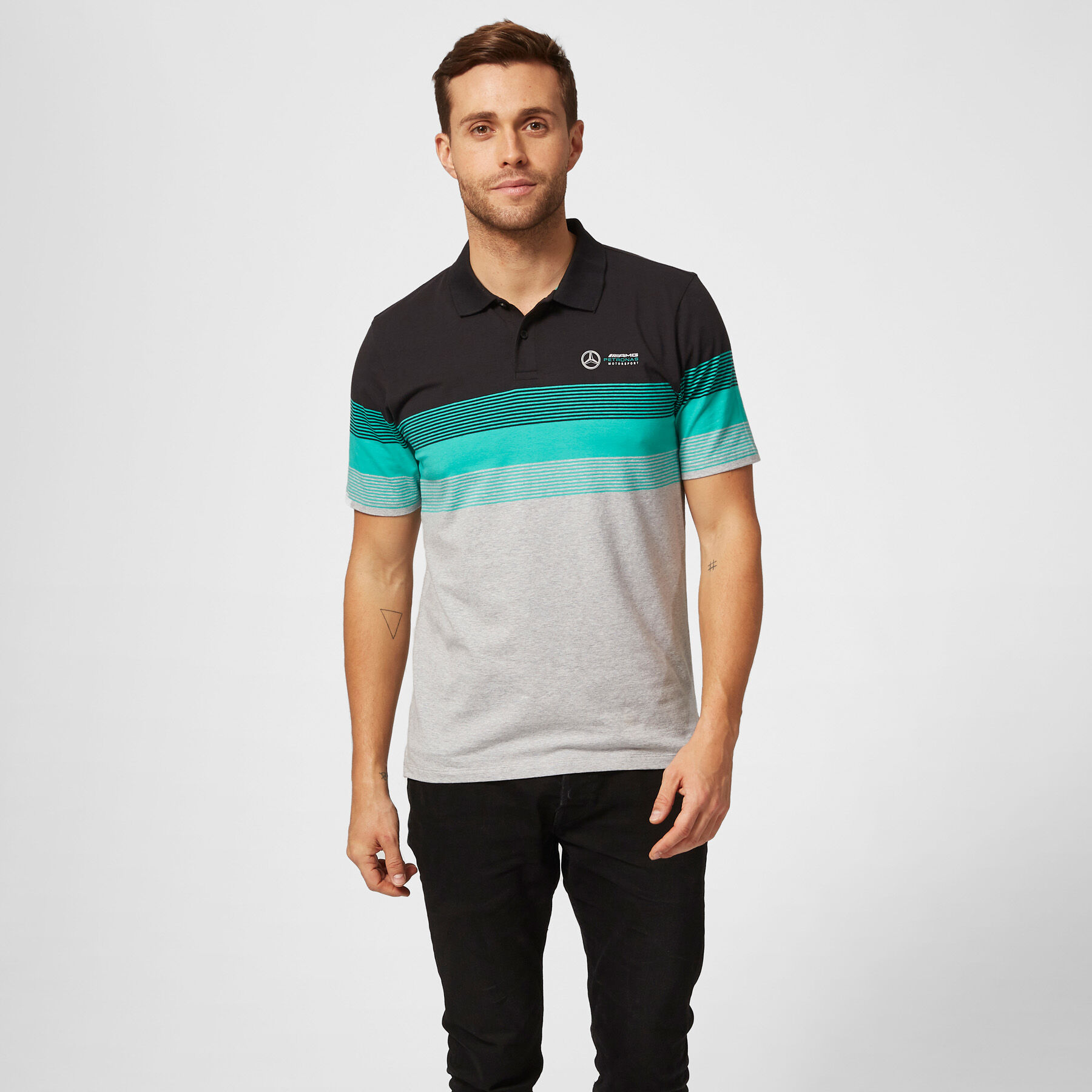 Striped Polo Mercedes AMG Petronas Fuel For Fans