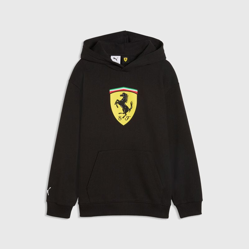 PUMA Kids Shield Hoodie 2026 - Scuderia Ferrari F1 - Puma black 128 - 4070033632932 - Fuel For Fans F1 Merchandise store