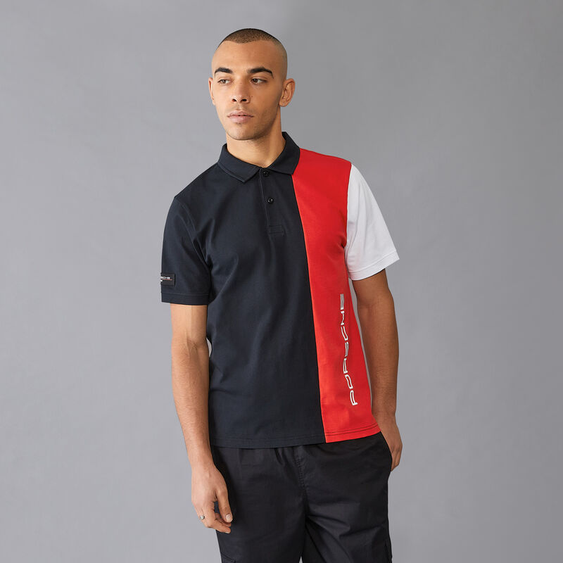 PORSCHE FW MENS STRIPE POLO - black