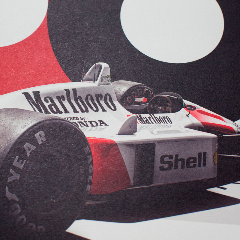 MCLAREN MP4/4 SENNA 1988 SAN MARINO POSTER - white
