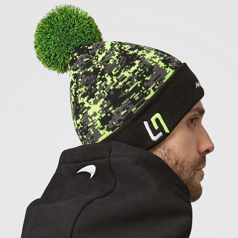 MCLAREN LANDO GLITCH BOBBLE KNIT BEANIE - lime