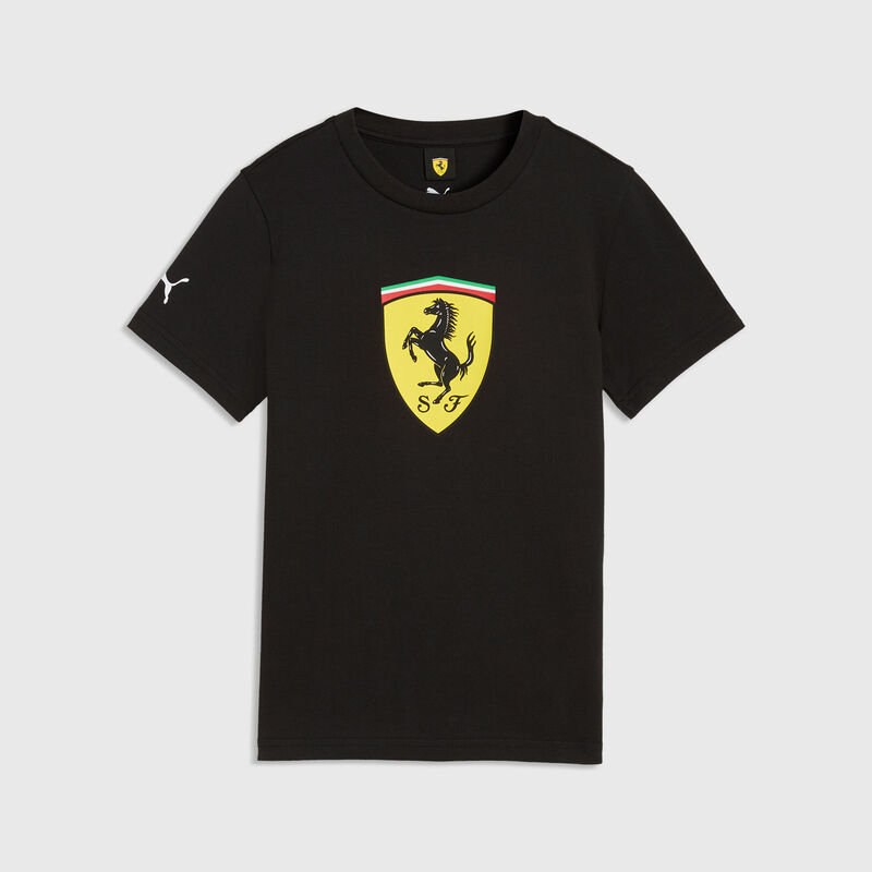 PUMA Kids Shield T-shirt 2026 - Scuderia Ferrari F1 - Puma black 116 - 4070033677148 - Fuel For Fans F1 Merchandise store