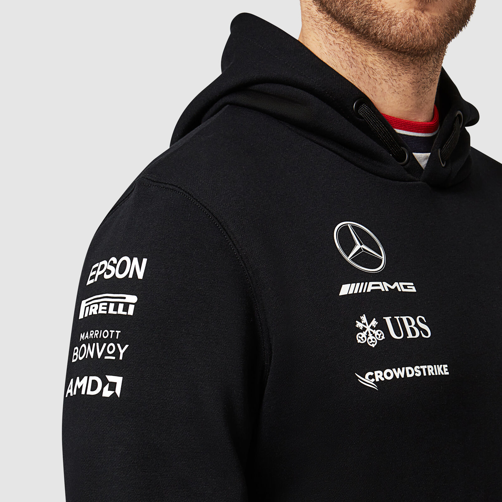 Mercedes AMG Petronas F1 Logo Hooded Sweat - Grey - Unisex