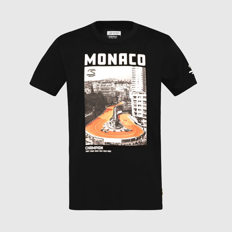 Monaco Circuit T-shirt 2025 - Ayrton Senna - Black S for males - Fuel For Fans F1 Merchandise store