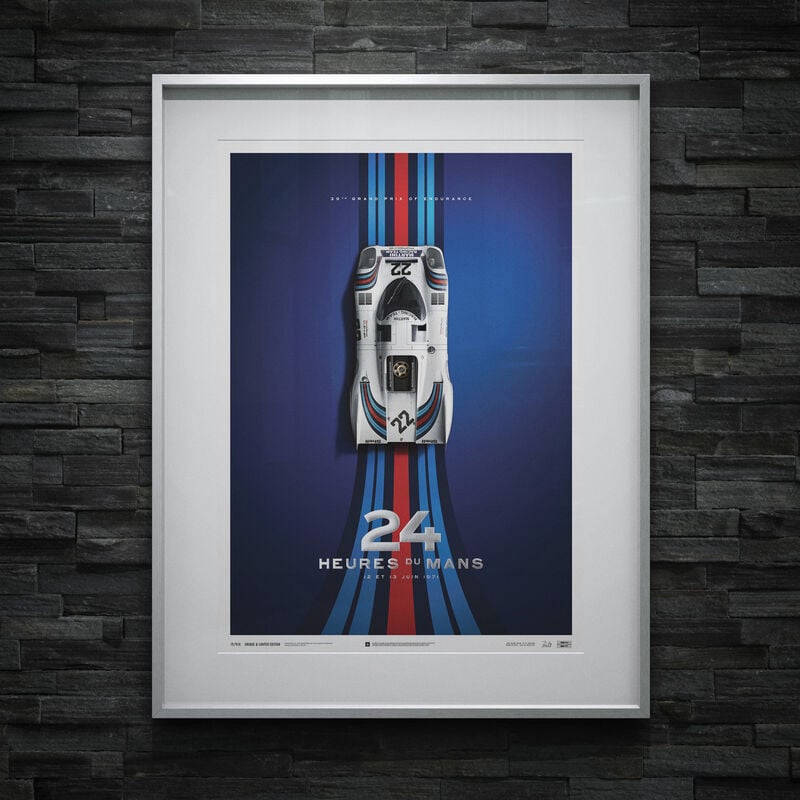 PORSCHE SL MARTINI LE MANS 24 HOUR POSTER - blue