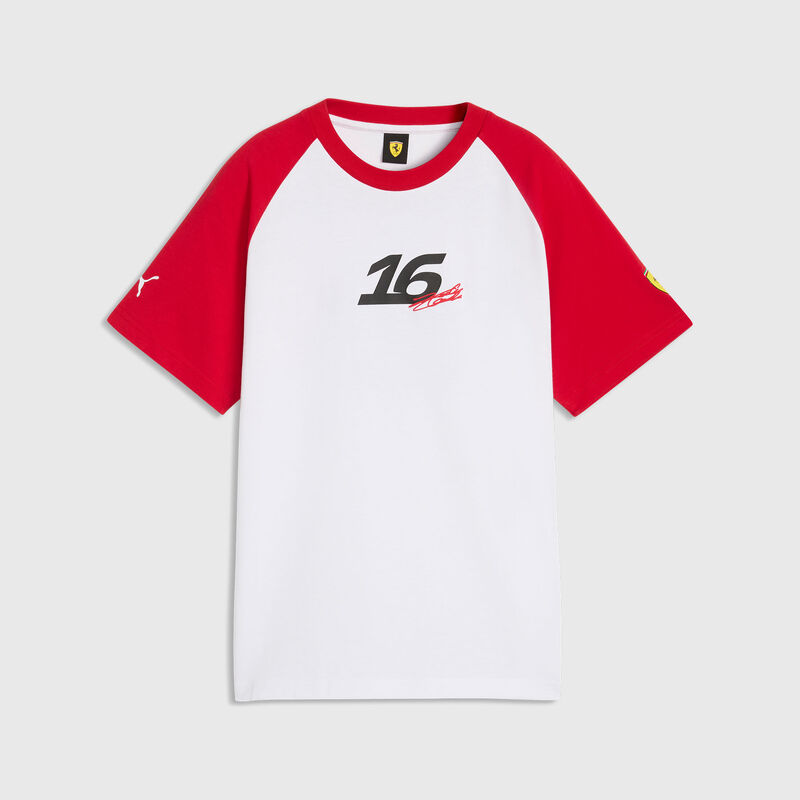 PUMA Charles Leclerc T-shirt 2026 - Scuderia Ferrari F1 - Puma white - rosso corsa XXL for males - 4070033633502 - Fuel For Fans F1 Merchandise store