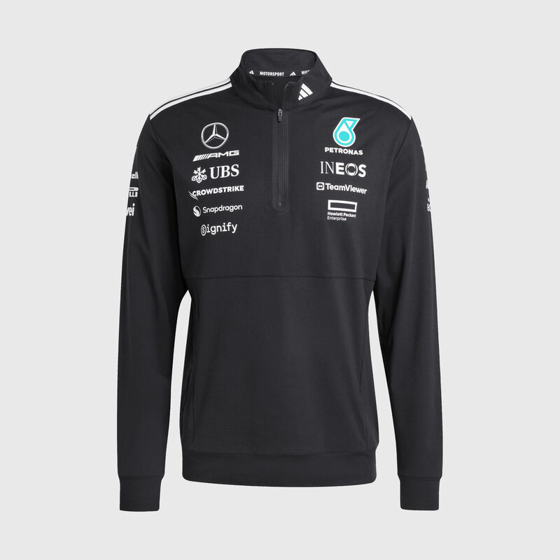 adidas 2025 Team 1/4 Zip Sweatshirt 2025 - Mercedes-AMG F1 - Black XS for males - 4068802114123 - Fuel For Fans F1 Merchandise store