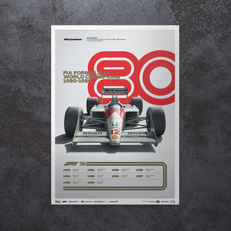 MCLAREN F1 DECADES 80S LTD ED POSTER - grey