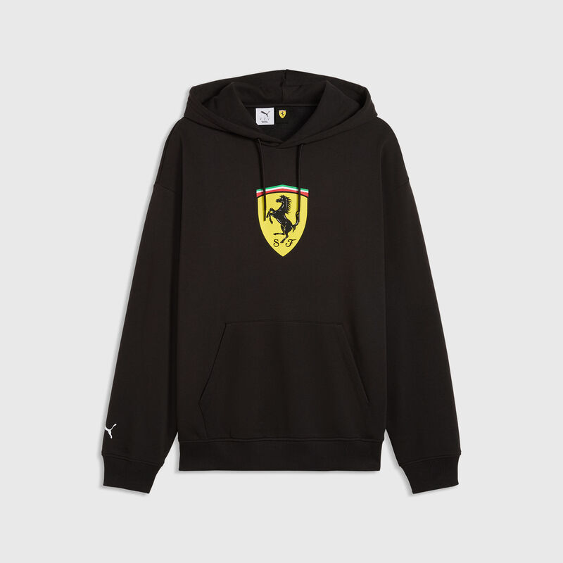 PUMA Big Shield Hoodie 2026 - Scuderia Ferrari F1 - Puma black S for males - 4070033632352 - Fuel For Fans F1 Merchandise store