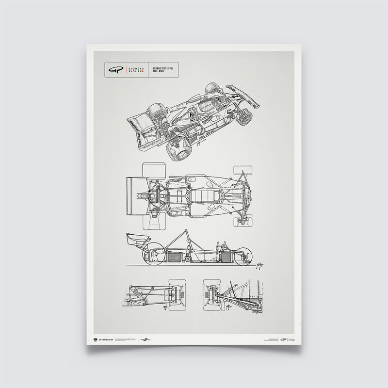 SF SL GIORGIO PIOLA - TECH DRAWING - LAUDA - 1975 - Multicolor