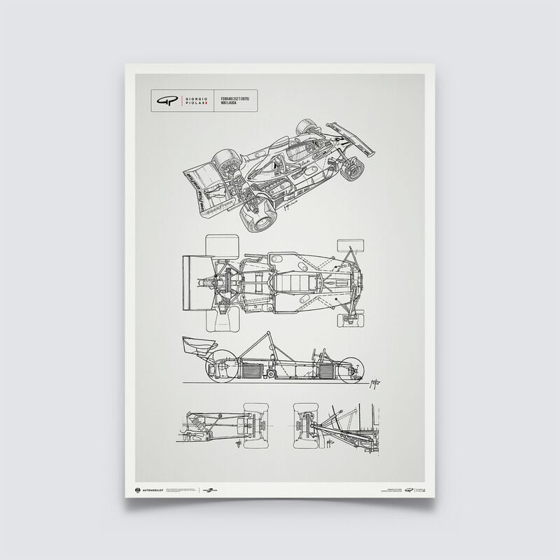 SF SL GIORGIO PIOLA - TECH DRAWING - LAUDA - 1975 - Multicolor