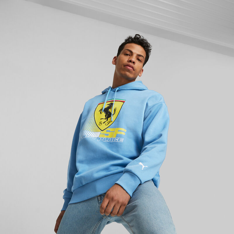 SF LS RACE COLORED BIG SHIELD HOODY - blue