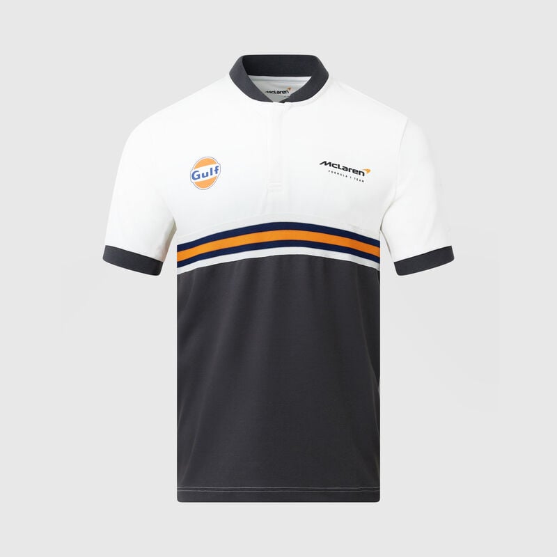 MCLAREN GULF SL HORIZONTAL STRIPED POLO - snow white