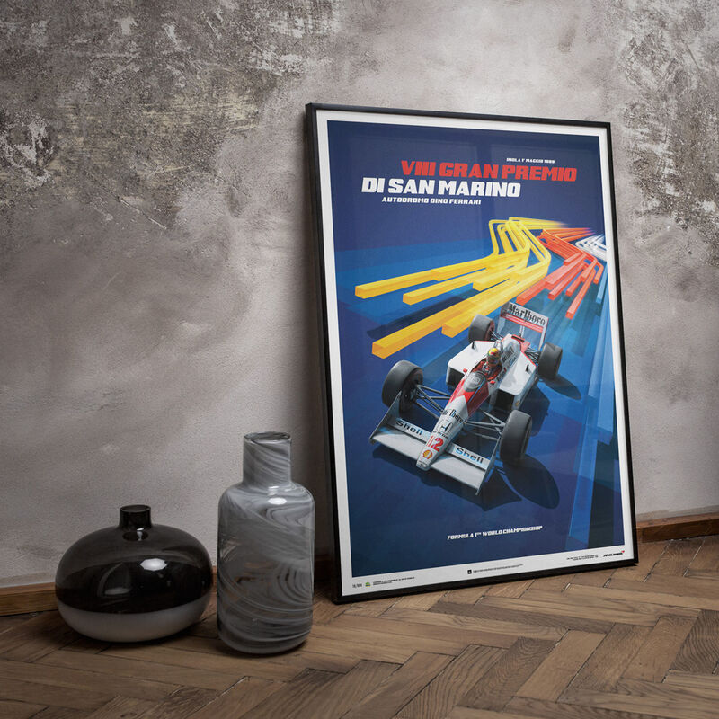 MCLAREN SL MP4/4 SENNA SM GP 1988 BLUE POSTER - blue