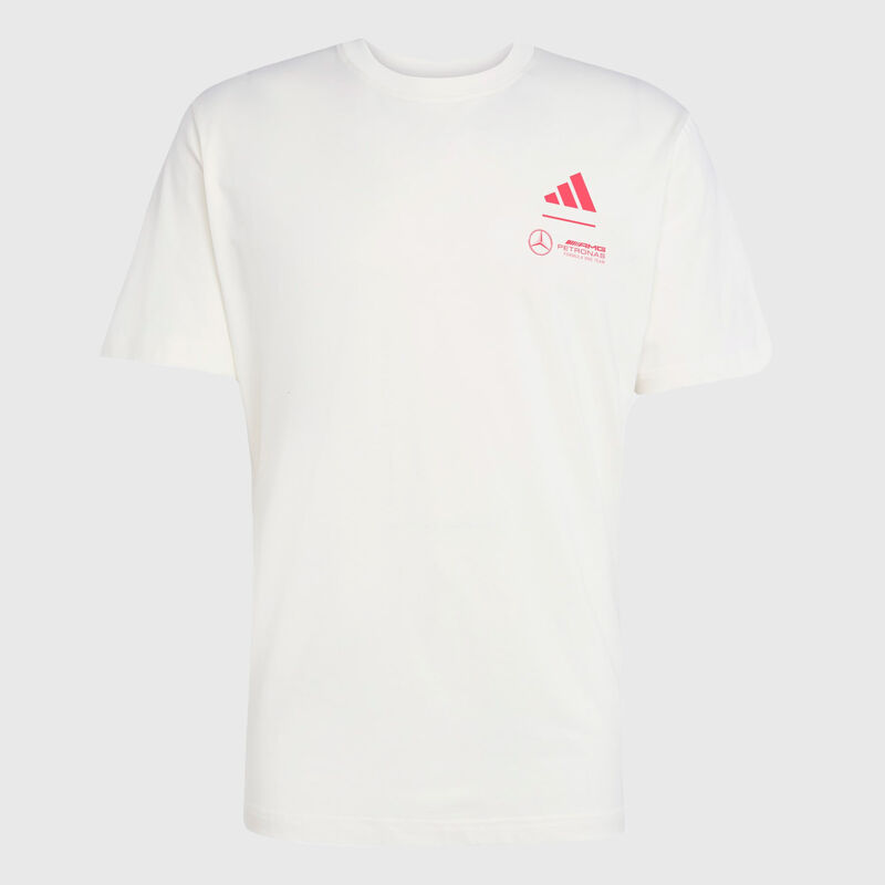 adidas Summer Pack Graphic T-shirt 2025 - Mercedes-AMG F1 - Off white S for males - Fuel For Fans F1 Merchandise store
