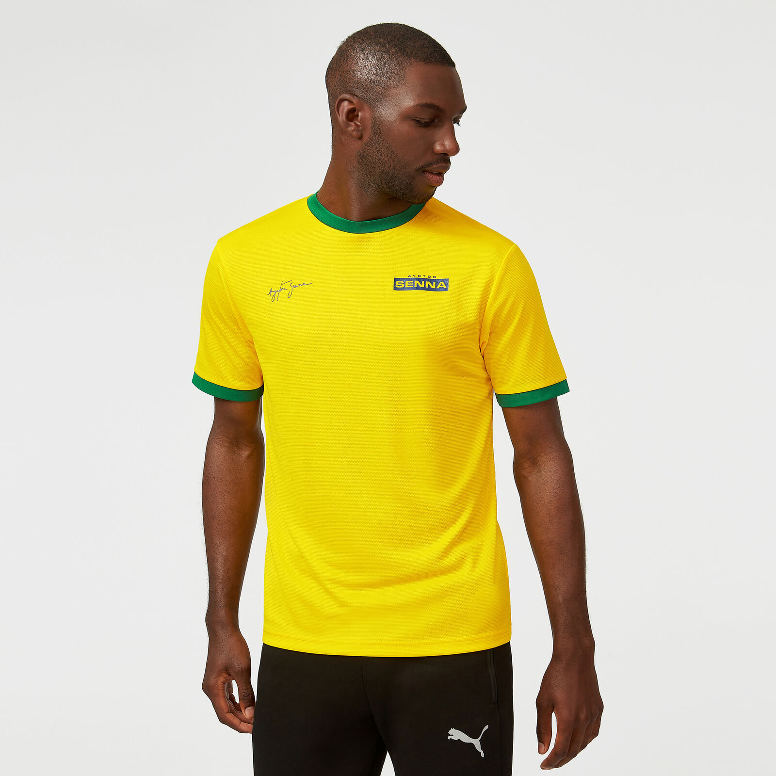 Camiseta Ayrton Senna F1 2024 Hombre Stripe Amarilla | Ropa Camisetas