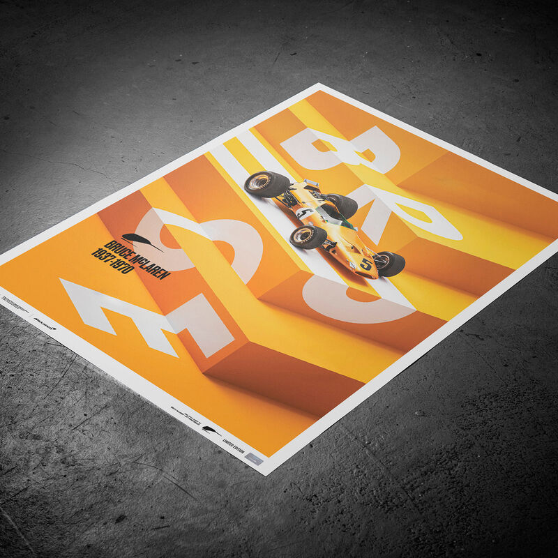 MCLAREN BRUCE FRANCORCHAMPS 1968 LTD ED POSTER - orange