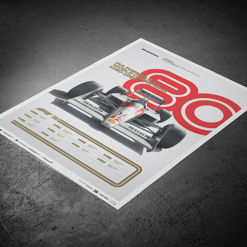 MCLAREN F1 DECADES 80S LTD ED POSTER - grey