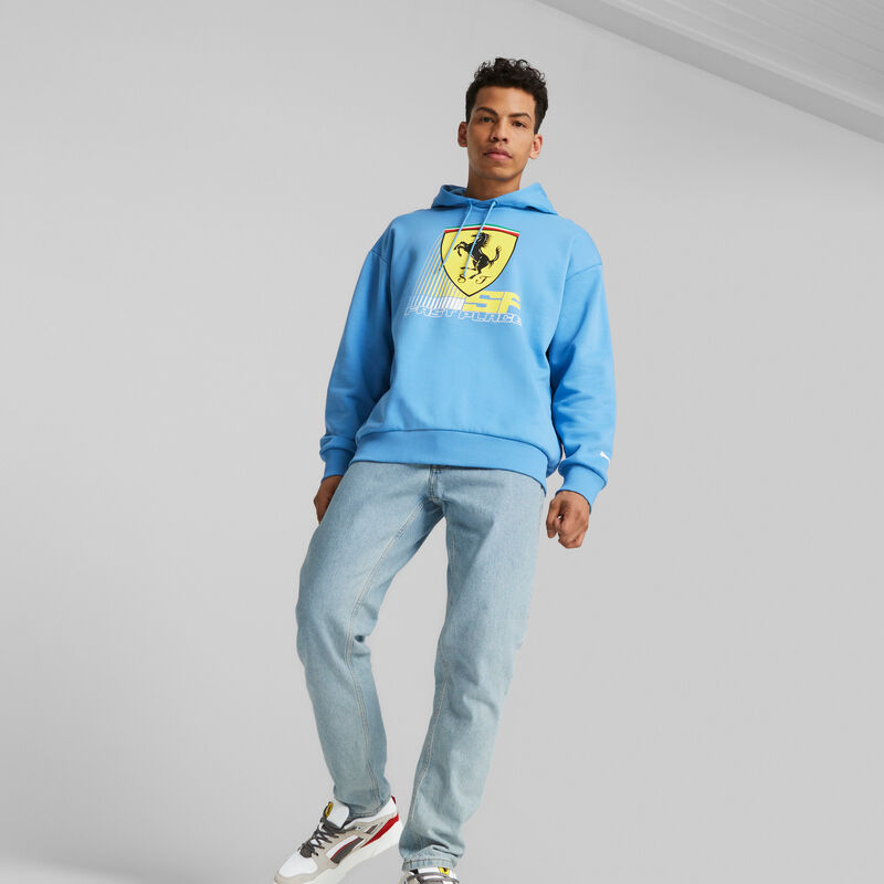 SF LS RACE COLORED BIG SHIELD HOODY - blue
