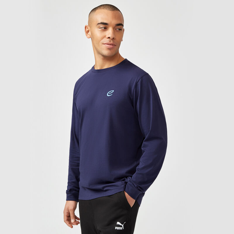 FE FW LS WORDMARK GRADIENT TEE - navy