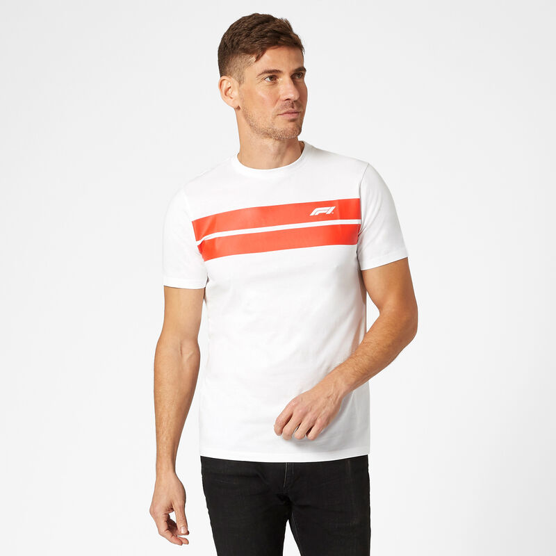 F1 FW MENS CHEST STRIPE TEE - white