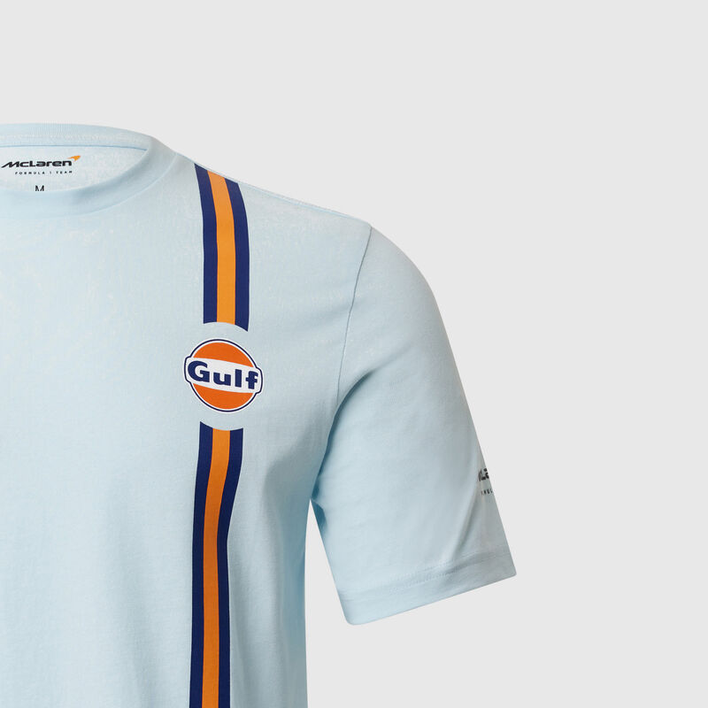 MCLAREN GULF SL CORE PRINTED VERTICAL STRIPE TEE - light blue