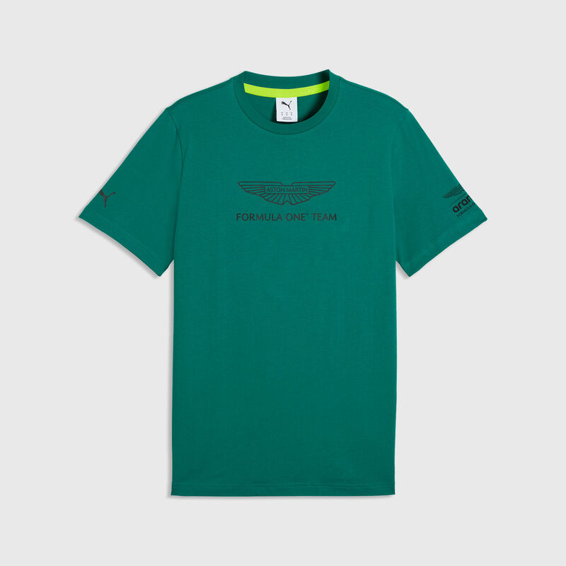 PUMA Large Logo T-shirt 2026 - Aston Martin F1 Team - Dark green moss XL for males - Fuel For Fans F1 Merchandise store