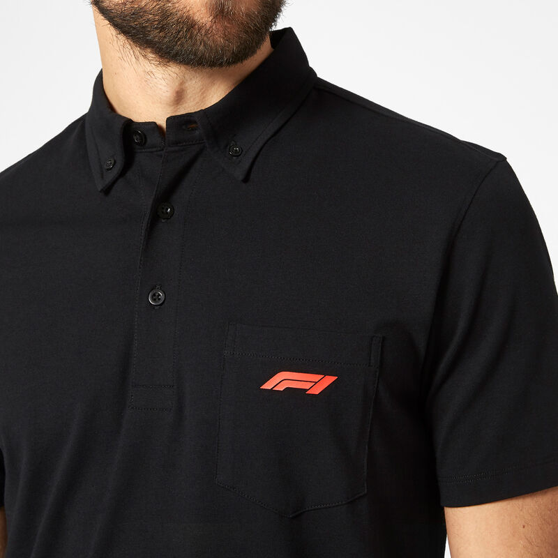 F1 FW MENS SMALL LOGO JERSEY POLO - black