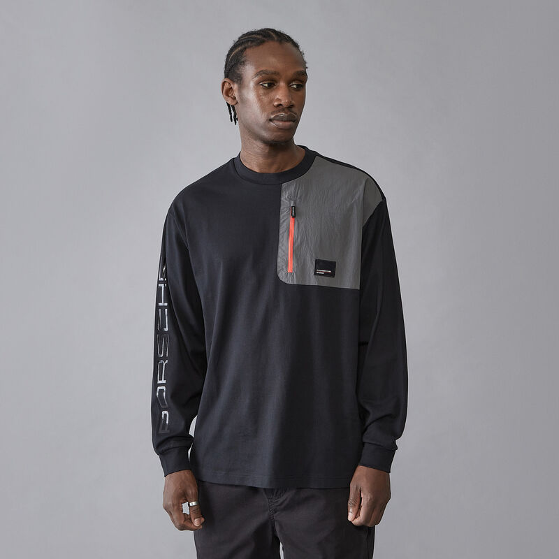 PORSCHE FW MENS UTILITY LS TEE - black