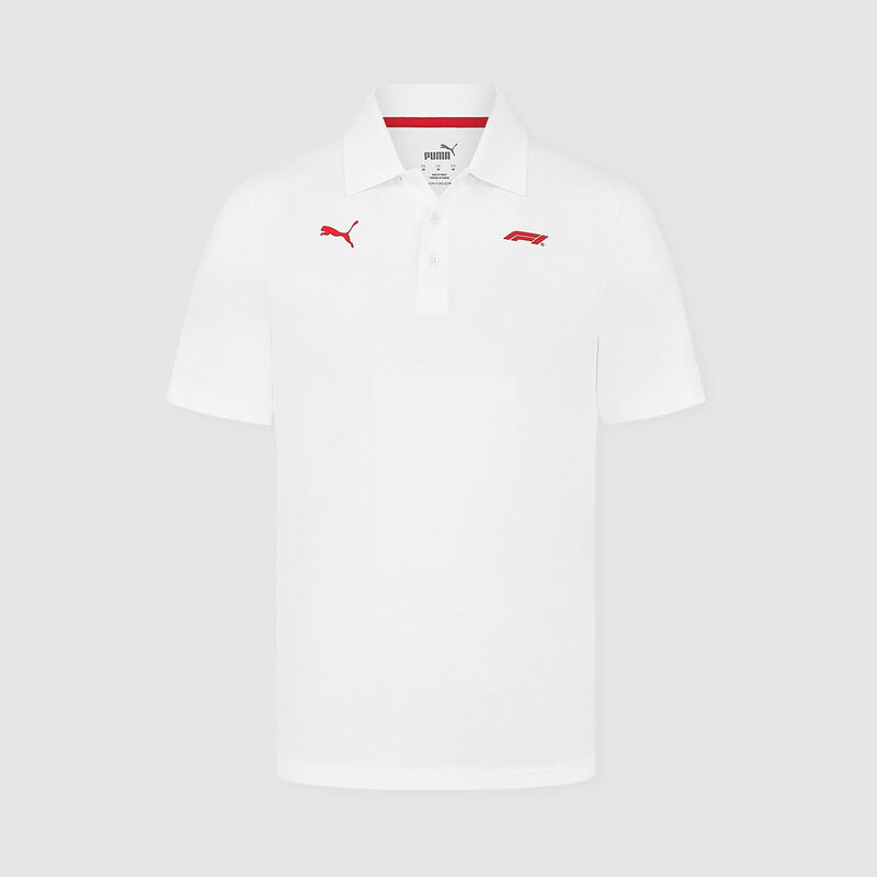 PUMA ESS F1® Logo Polo 2025 - F1 Collection - White XS for males - 4067979069519 - Fuel For Fans F1 Merchandise store