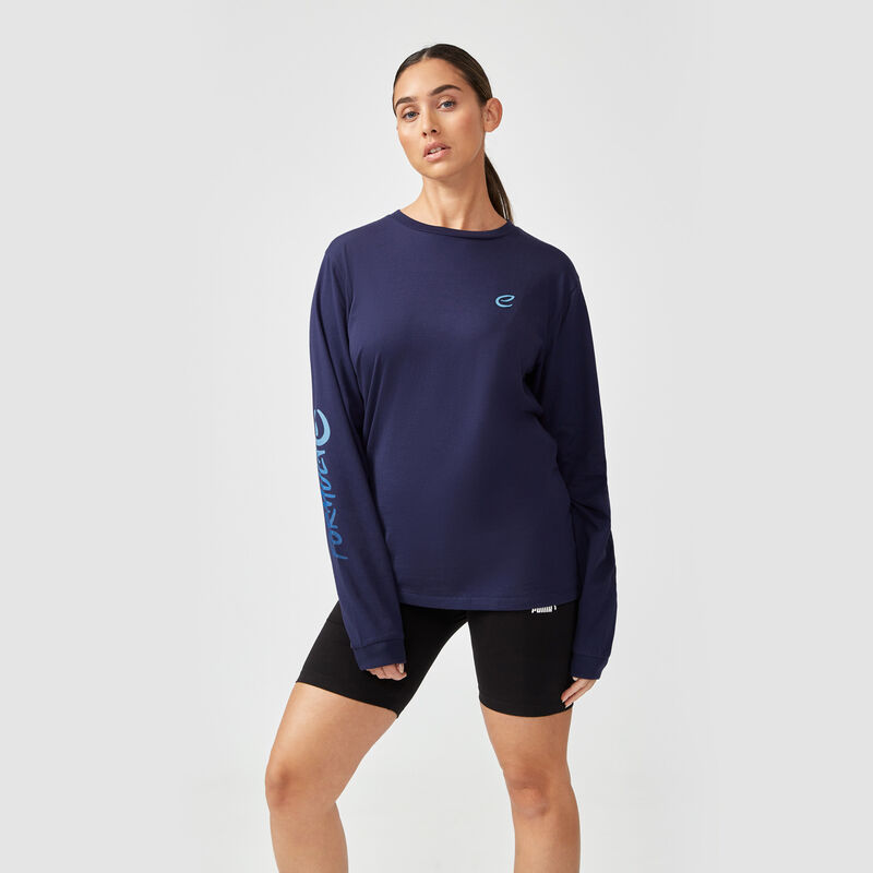 FE FW LS WORDMARK GRADIENT TEE - navy