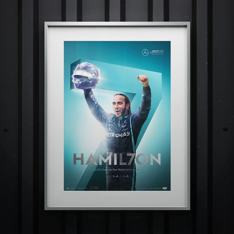 MAPF1 SL HAMILTON 7TH WRLD CHAMP POSTER - blue