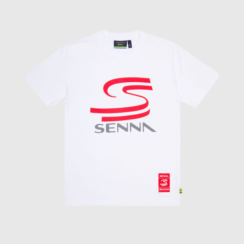 Graphic T-shirt 2026 - Ayrton Senna - White XS for males - 8719203755410 - Fuel For Fans F1 Merchandise store