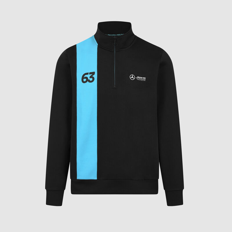 George Russell 1/4 Zip Sweater 2024 - Mercedes-AMG F1 - Black XXL for males - 8719203405193 - Fuel For Fans F1 Merchandise store