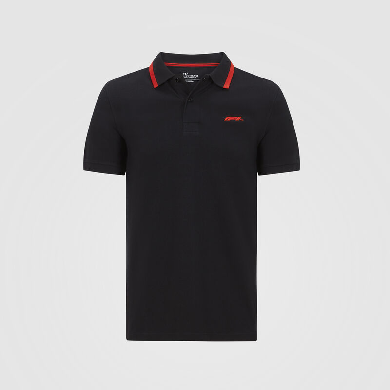 F1 FW MENS SMALL LOGO PIQUE POLO - black