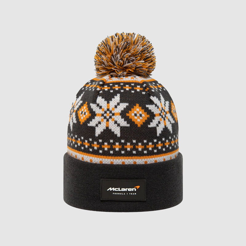 MCLAREN SL SNOWFLAKE BOBBLE BEANIE - Antracit