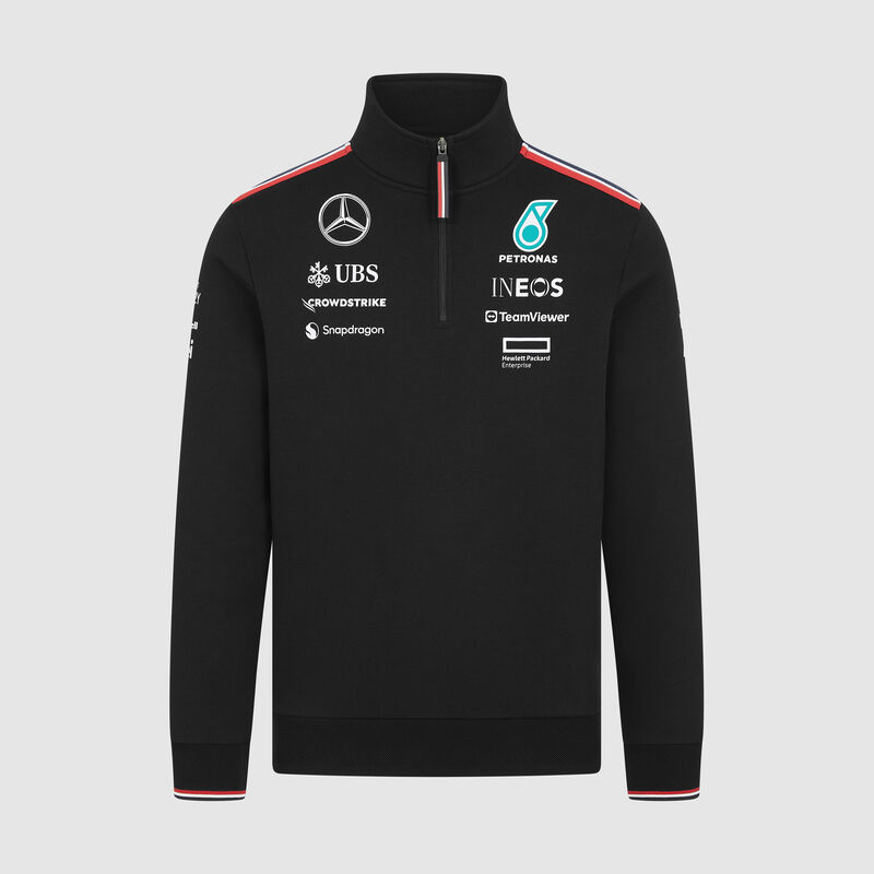 2024 Team 1/4 Zip Sweater 2024 - Mercedes-AMG F1 - Black S for males - 8719203398792 - Fuel For Fans F1 Merchandise store